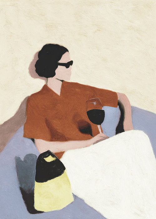 Keuken kunst vrouw met een wijnglas