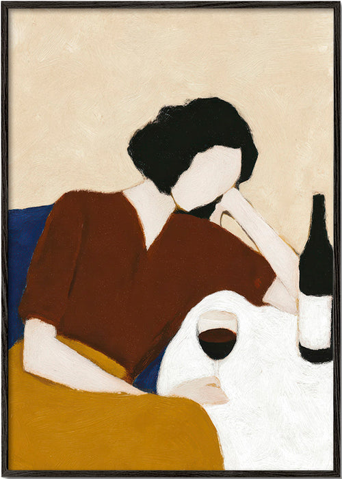 Keuken kunst met figuur en wijnglas – Black Frame