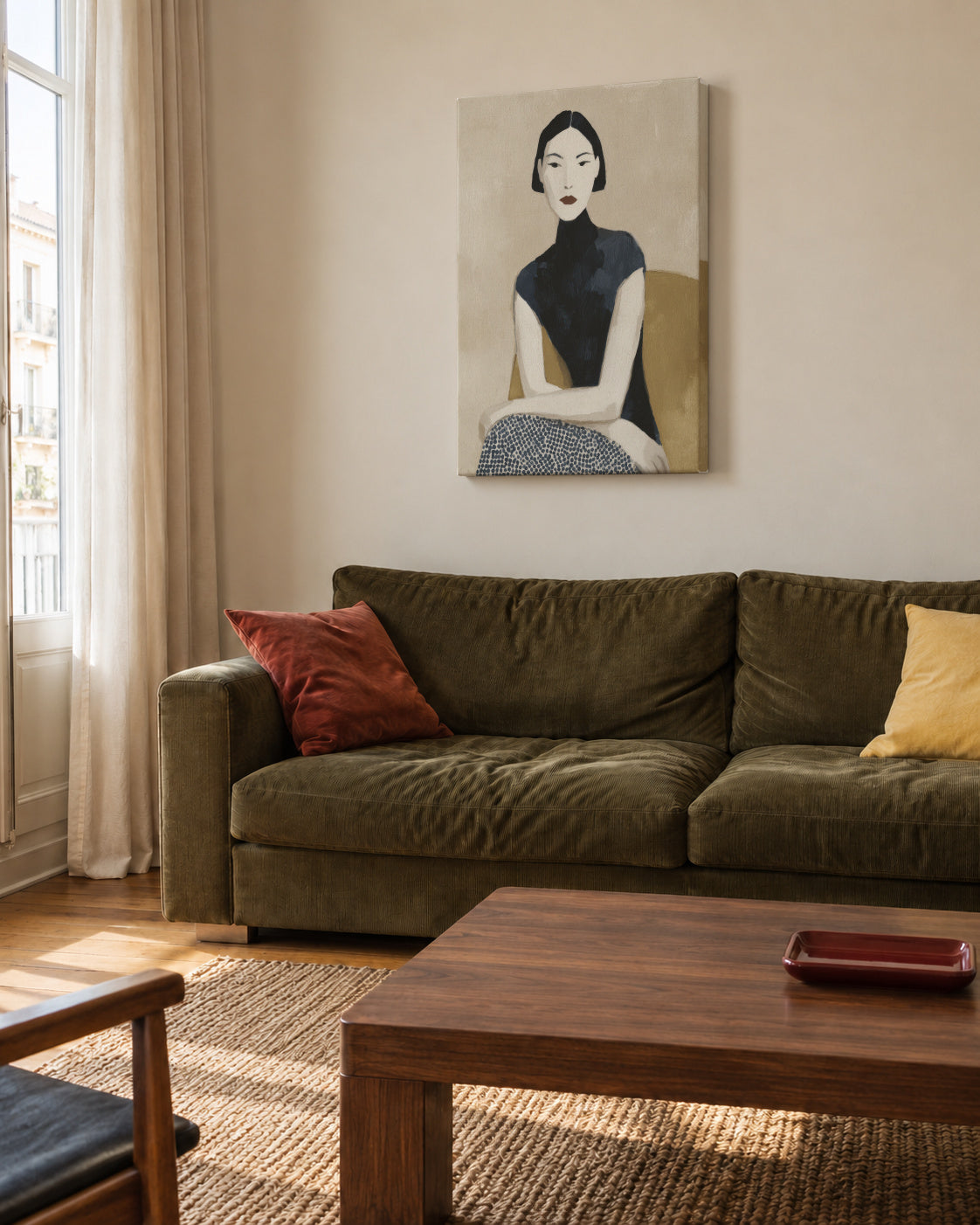 High Neck Elegance - Unframed canvas in an interior