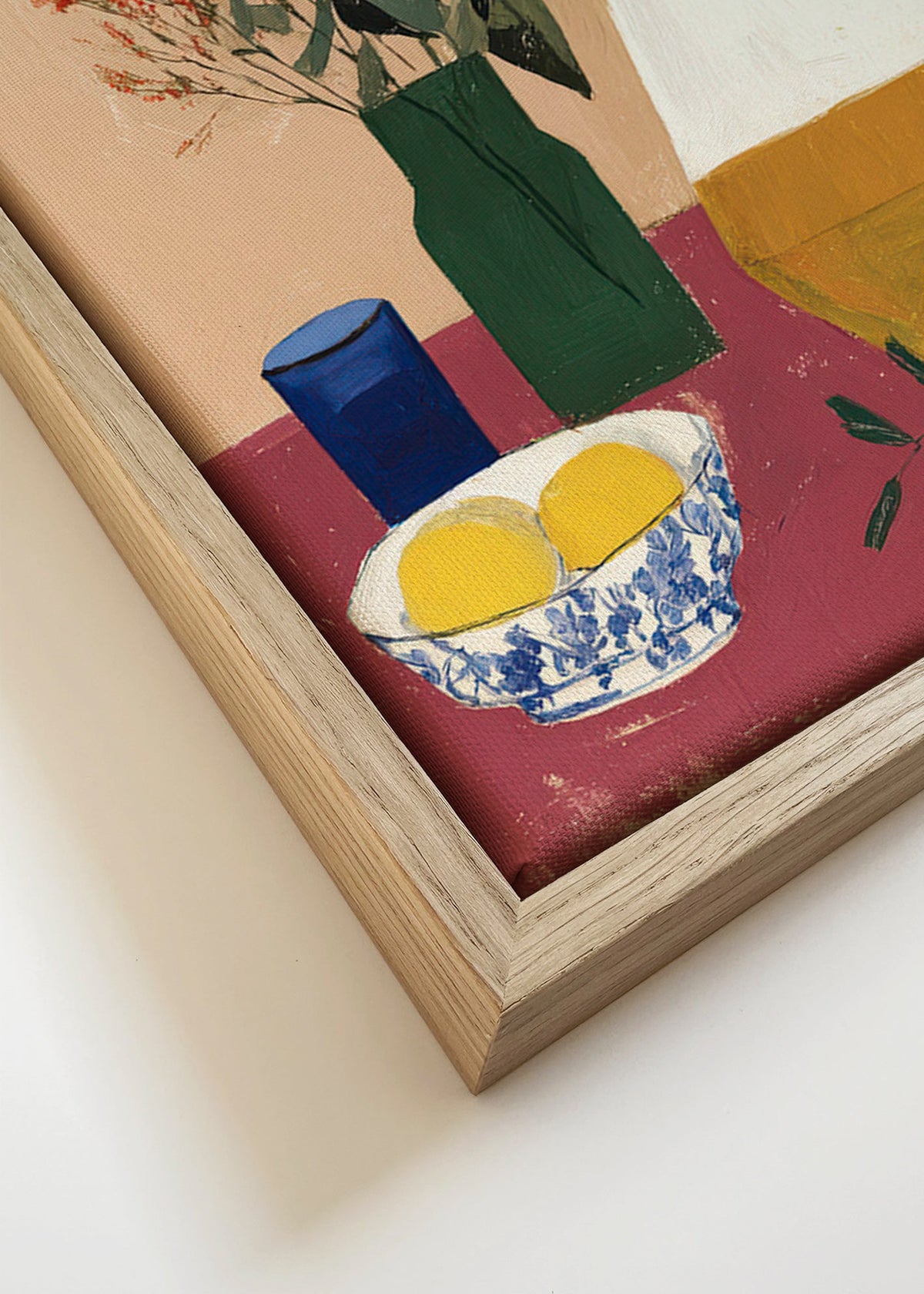 Keuken kunst met vaas en witte bloemen – Canvas detail