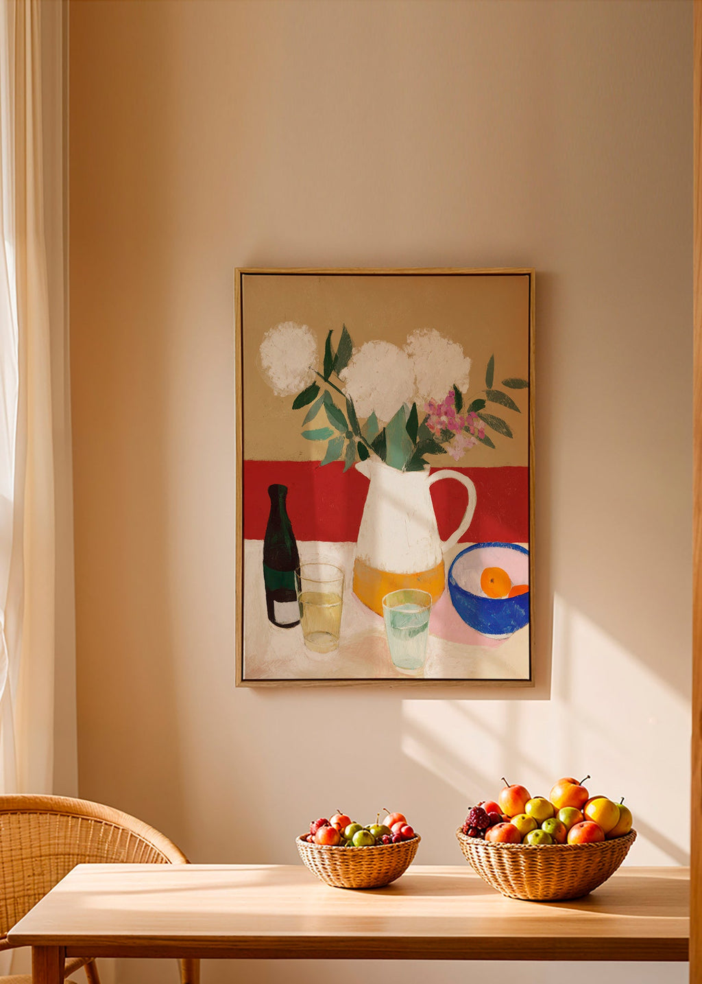 Botanische poster met vaas en witte bloemen – Canvas2