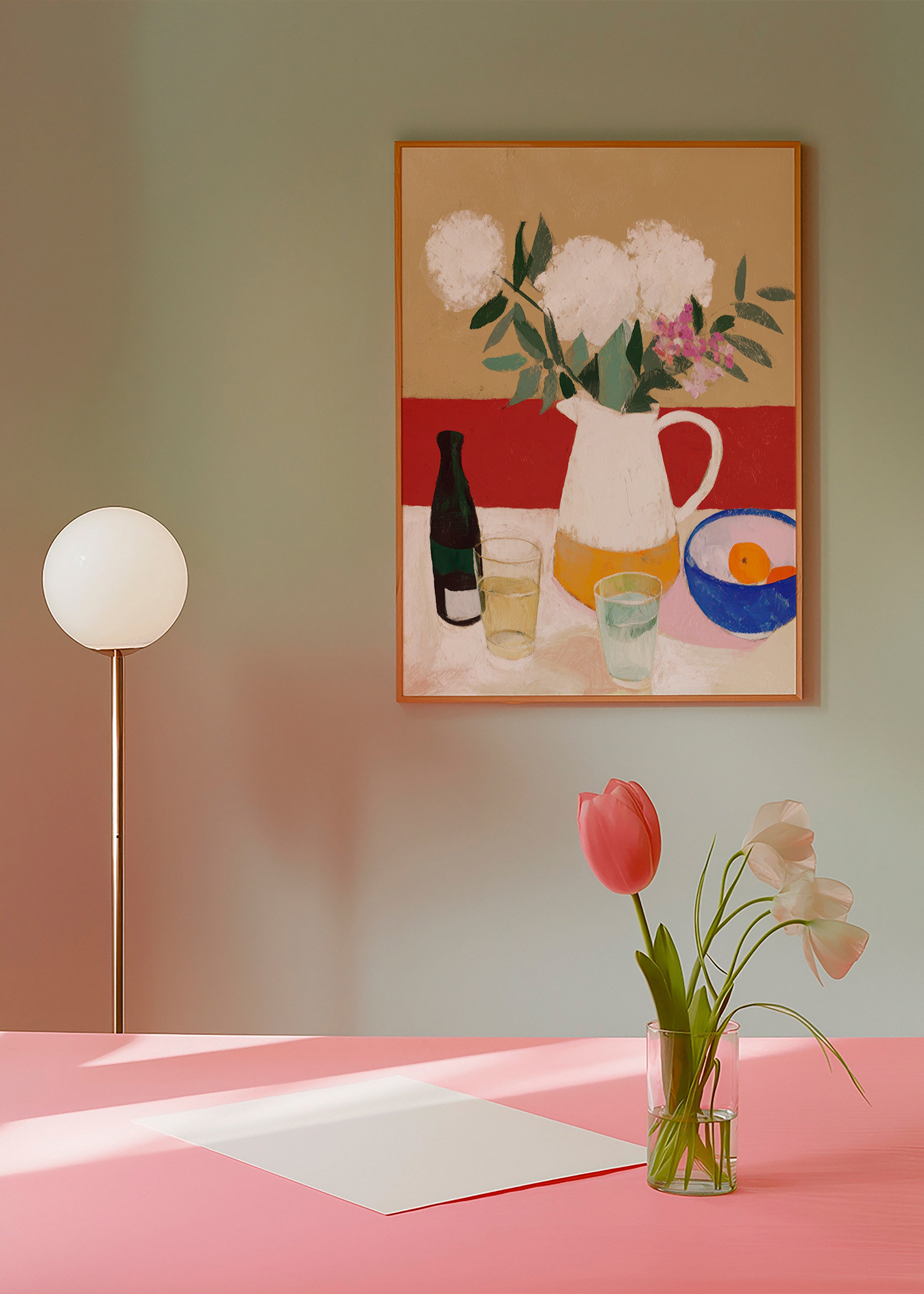 Botanische poster met vaas en witte bloemen – Product2