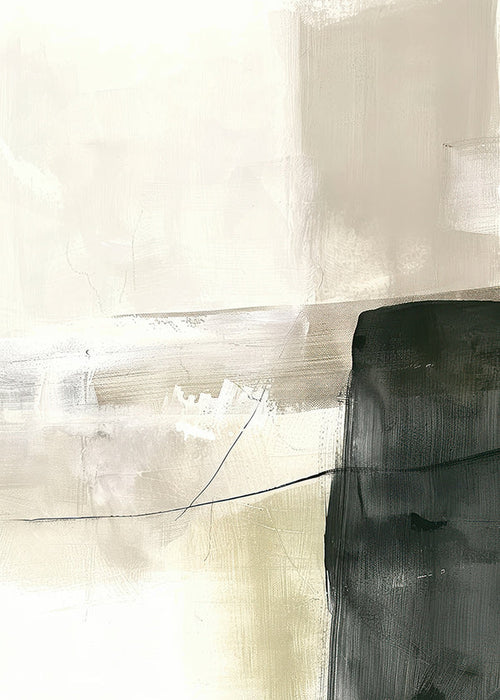 Verticaal abstract kunstwerk met donker blok