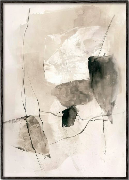 Abstracte kunst met inktwassing – Black Frame