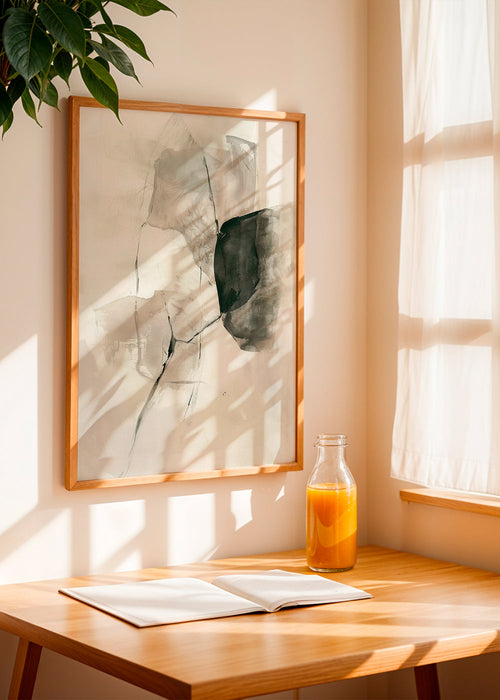 Abstract kunstwerk: inktstreken en zachte ruimten – Product1