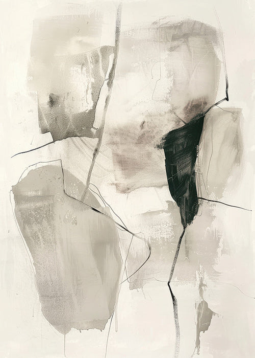 Abstract kunstwerk in inkt en neutrale tinten