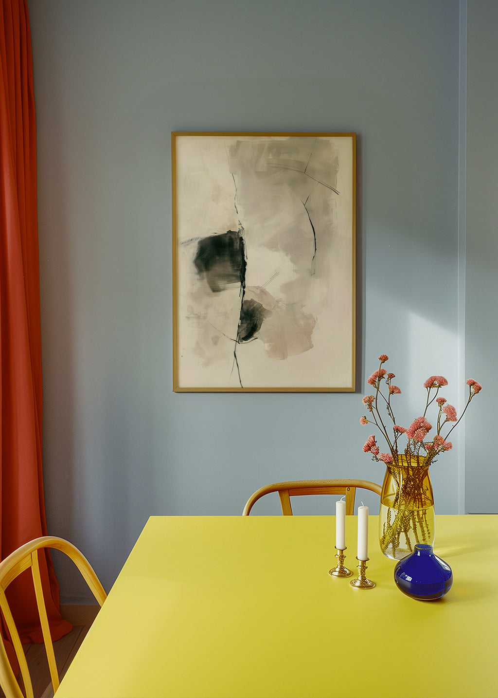Abstracte kunst met neutrale penseelstreken – Product1