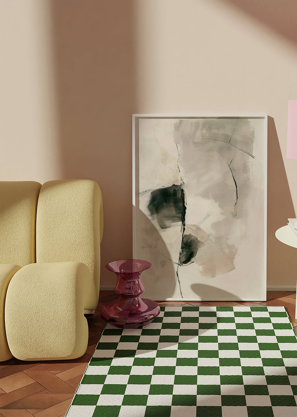 Abstracte kunst met neutrale penseelstreken – Product2