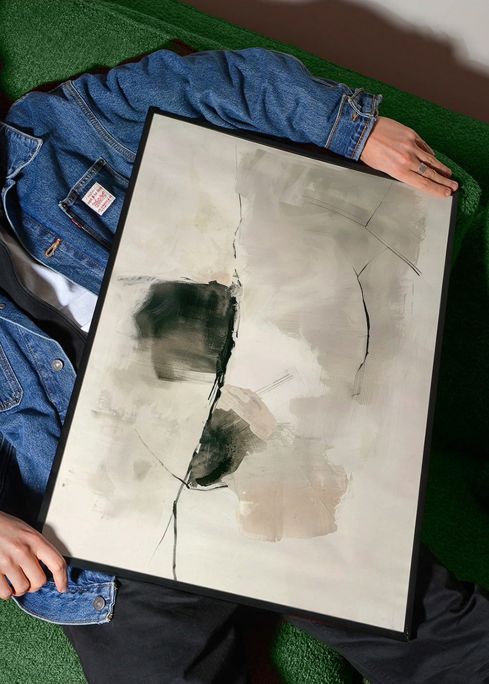Abstracte kunst met neutrale penseelstreken – Product3