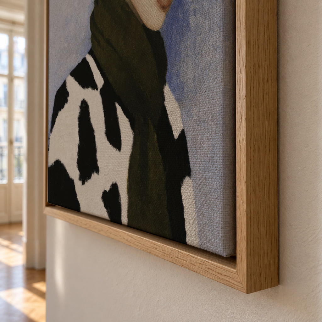 Cow Print Scarf - Framed canvas detail