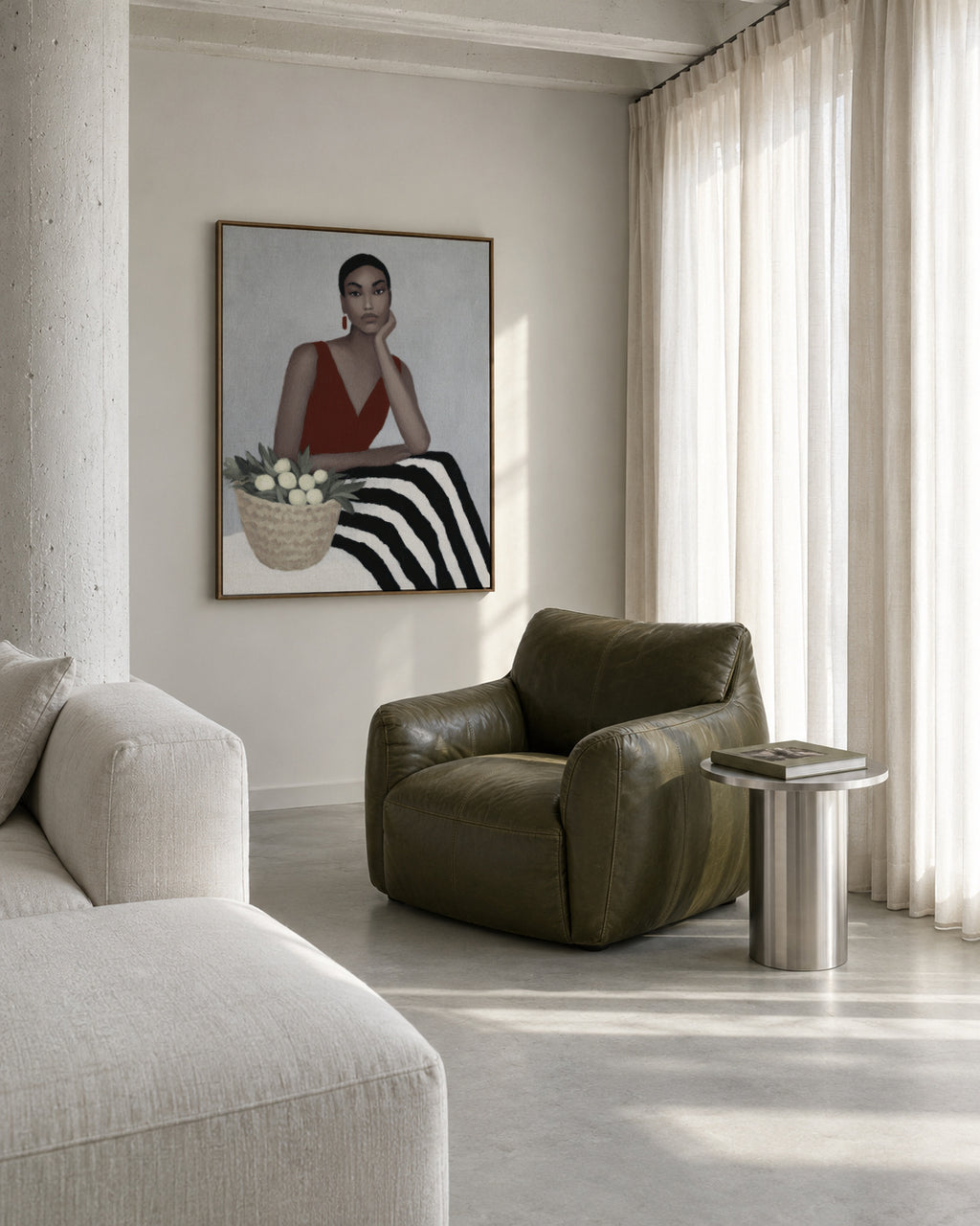 Red Velvet Dress - Framed canvas in an interior