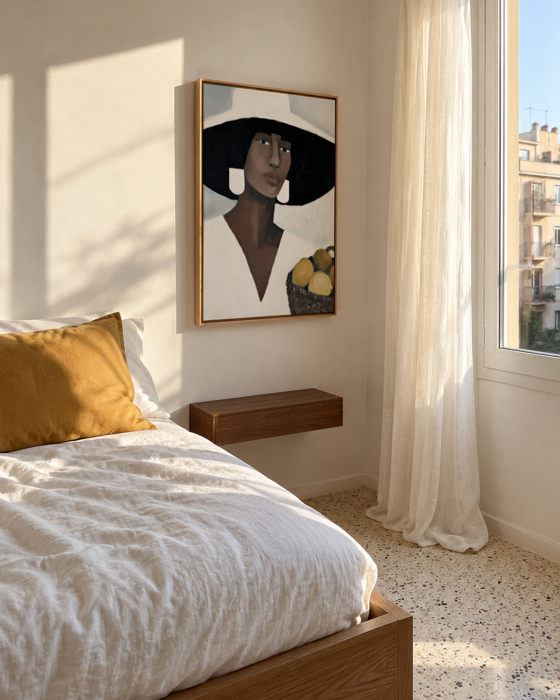 Wide Brim Hat - Framed canvas in an interior