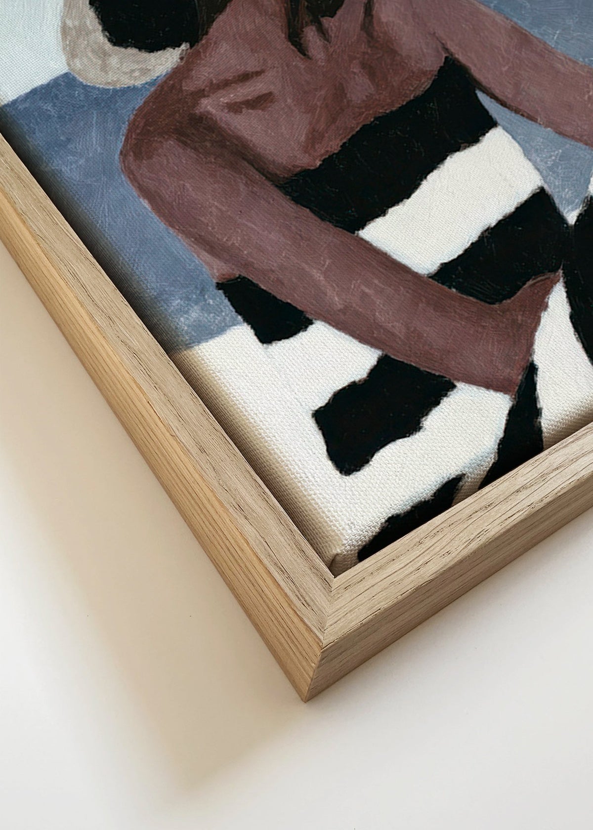 Landschap kunst met vrouw en zonhoed – Canvas detail
