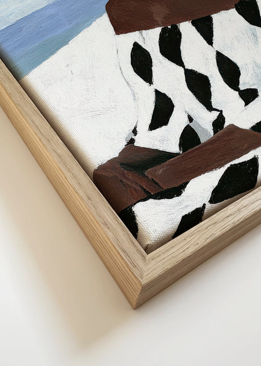 Illustratie vrouw aan zee met patroonjurk – Canvas detail
