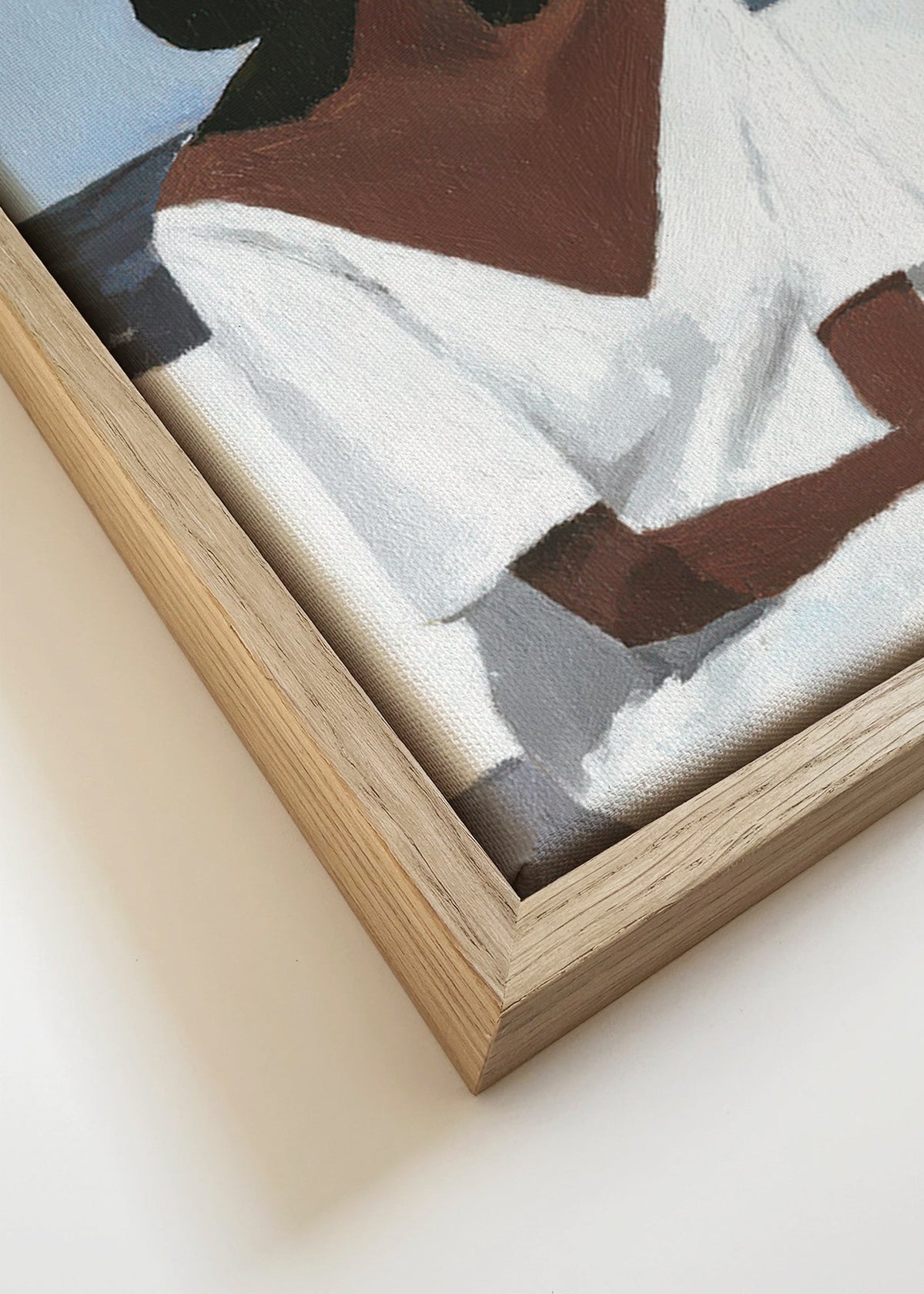 Landschapsschilderij met vrouw en hoed – Canvas detail
