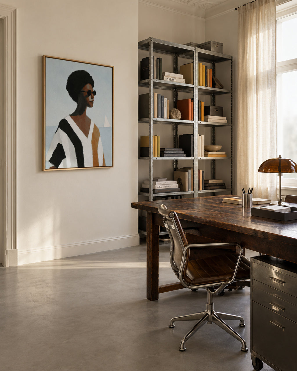 Vertical Stripes - Framed canvas in an interior