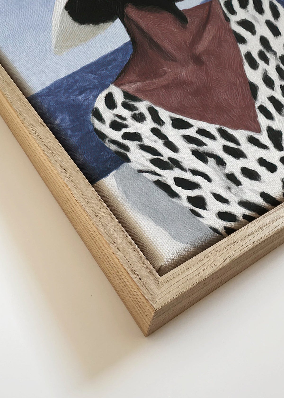 Illustratie van vrouw met hoed aan zee – Canvas detail