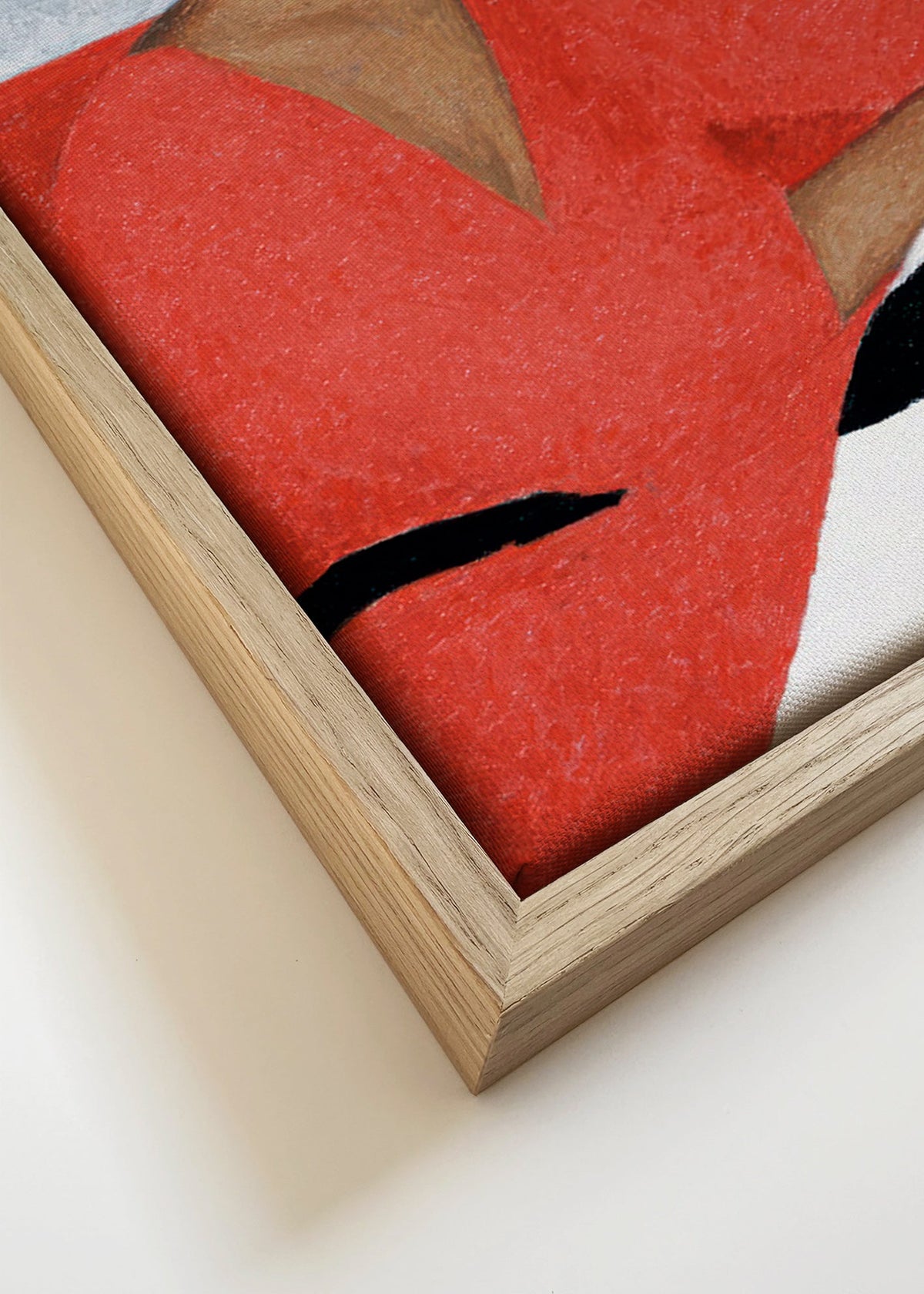 Illustratie vrouw in rode jurk met tropisch blad – Canvas detail