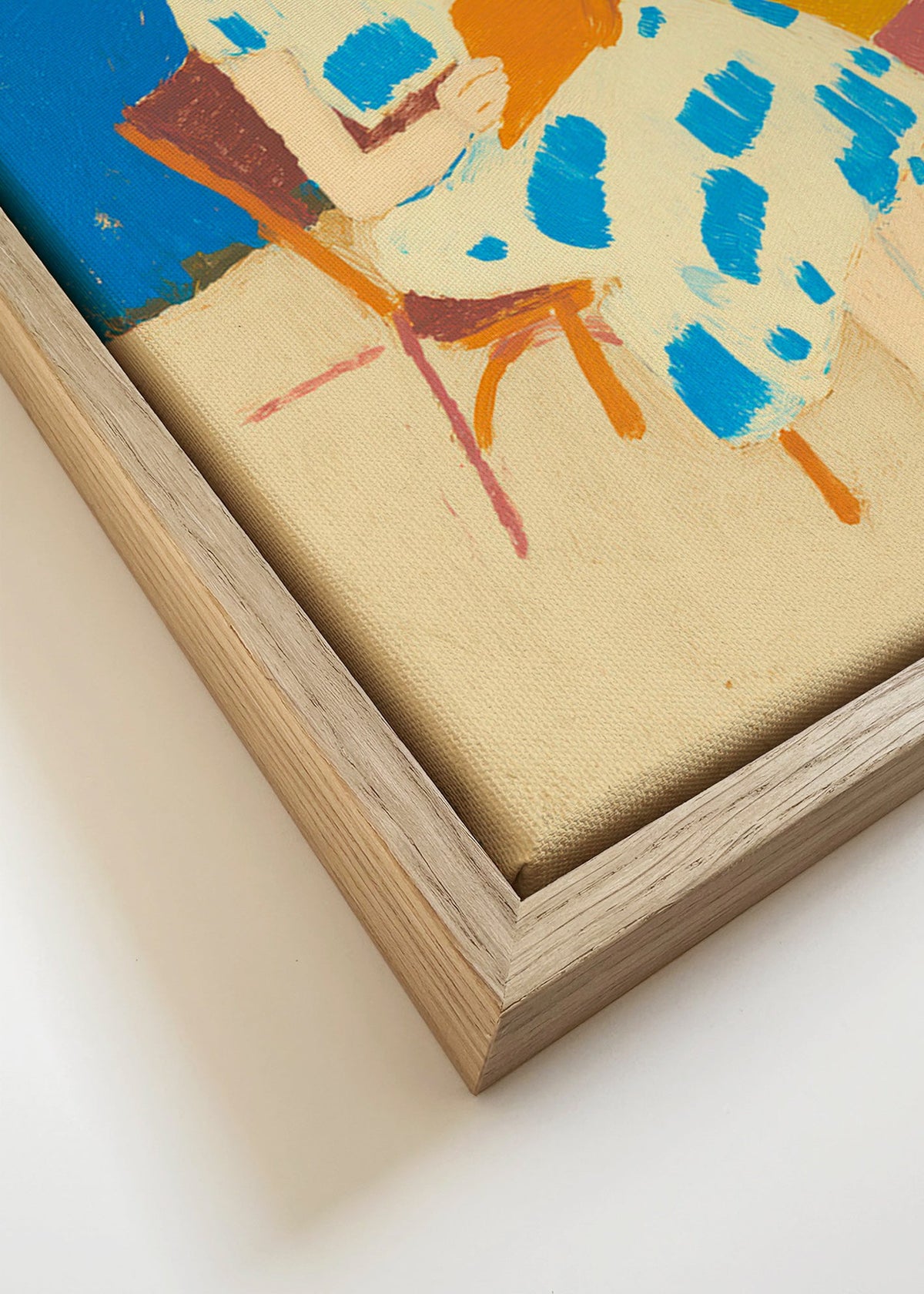 Illustratie van een lezeres aan zee – Canvas detail