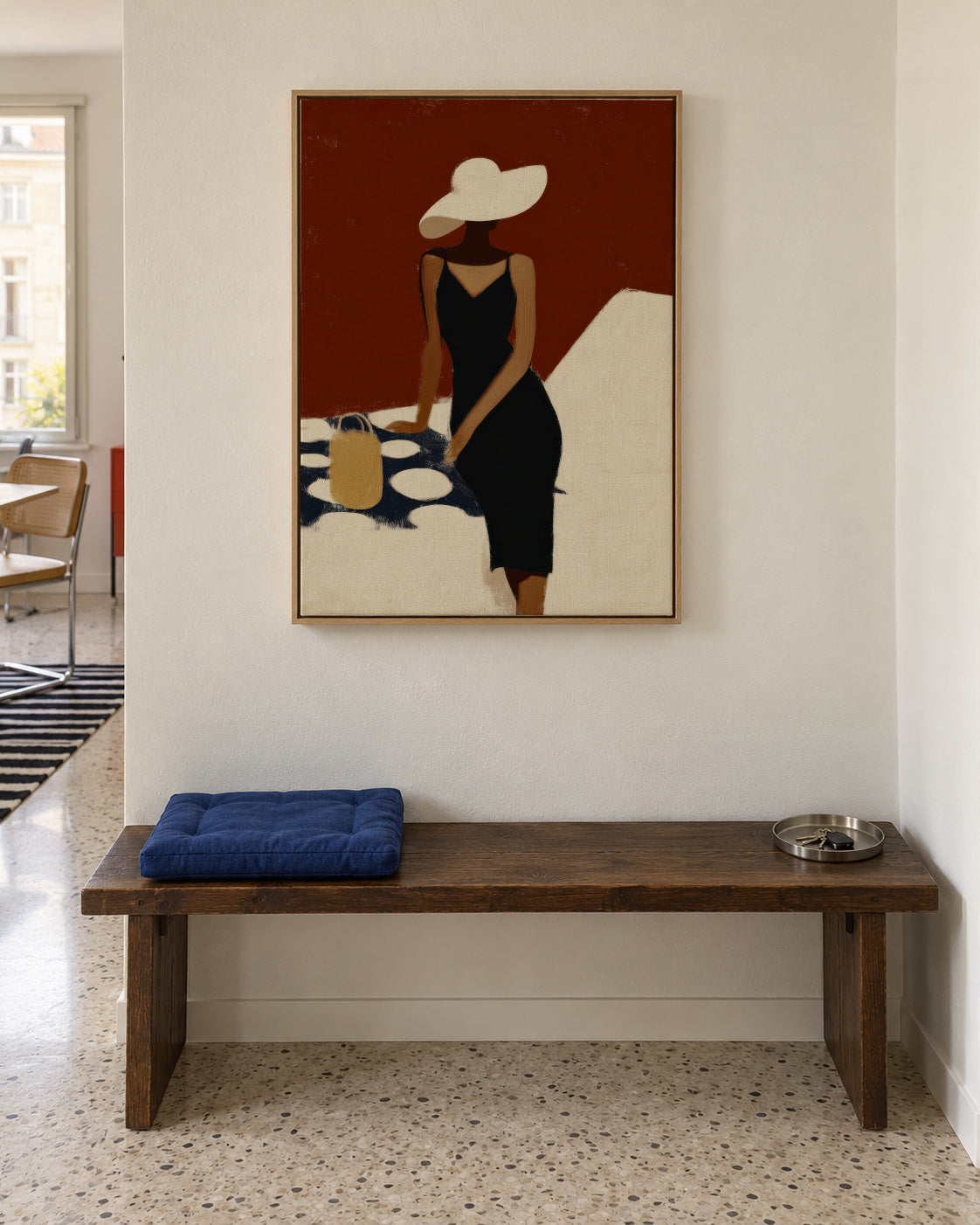 Black Swimsuit Study - Framed canvas in an interior