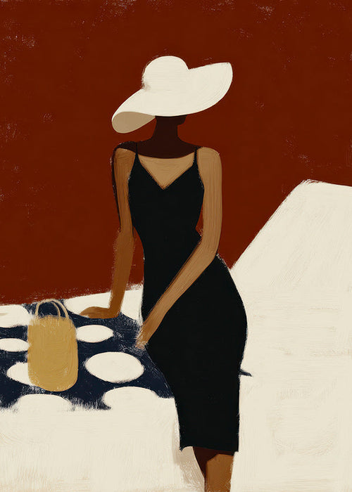 Elegante illustratie van figuur in zwarte jurk