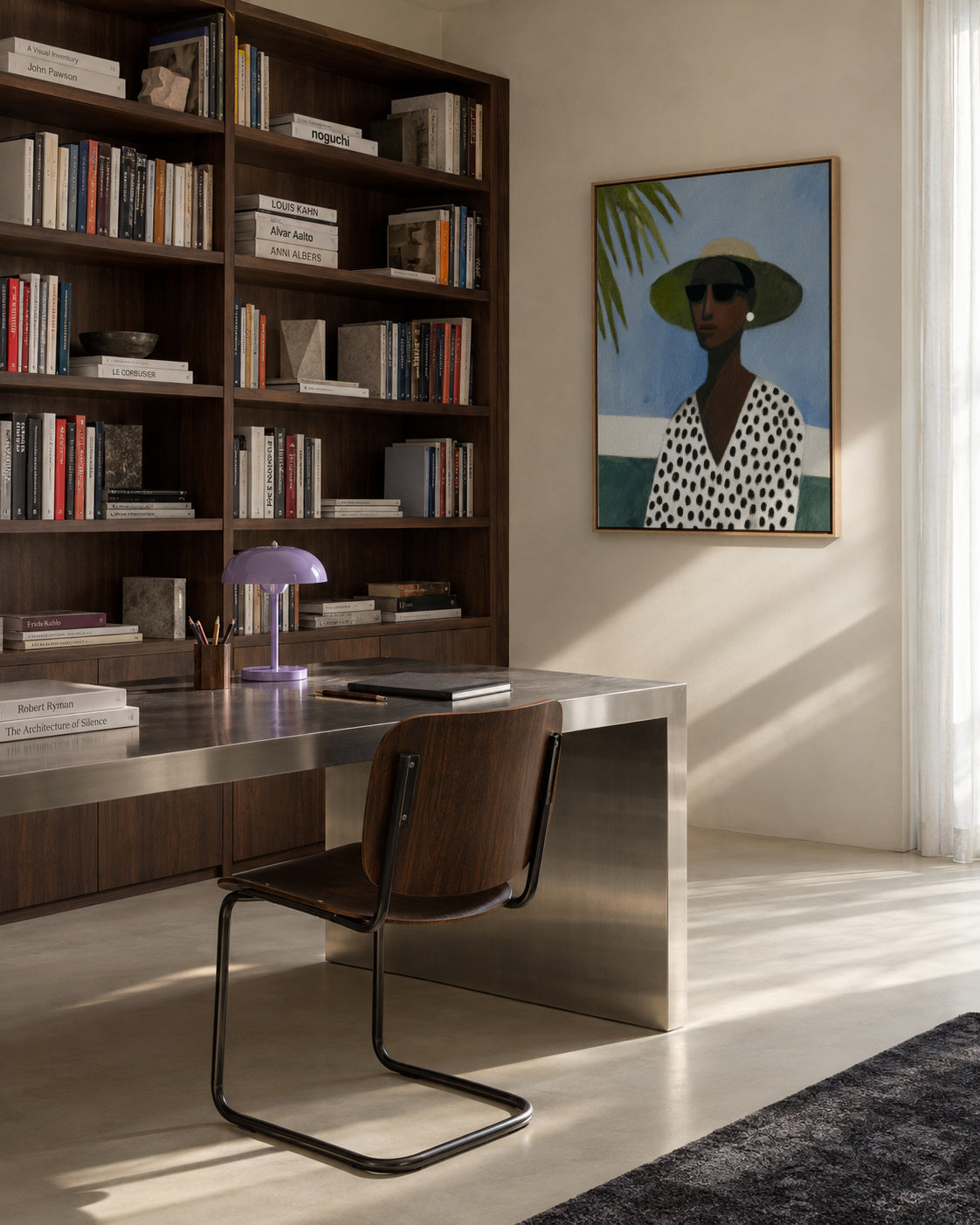 Palm Shade Portrait - Framed canvas in an interior