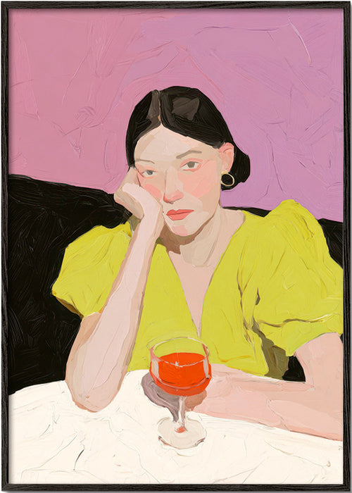 Illustratie portret vrouw met glas – Black Frame