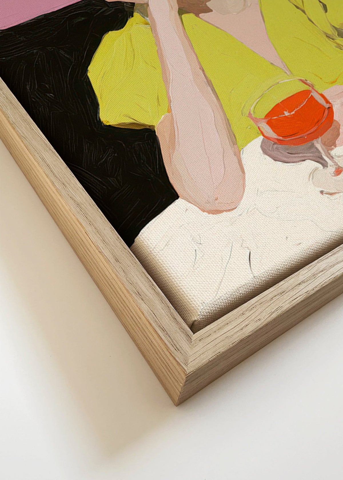 Illustratie portret vrouw met glas – Canvas detail