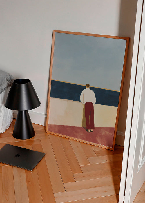 Landschapsschilderij met figuur aan zee – Product1