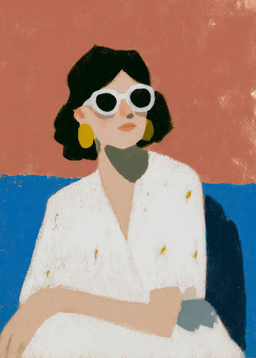 Illustratie vrouw met witte bril
