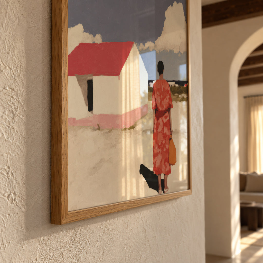 Red Dress, White House - Framed poster detail