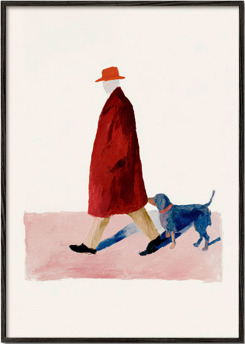 Illustratie van wandelaar met rode jas – Black Frame