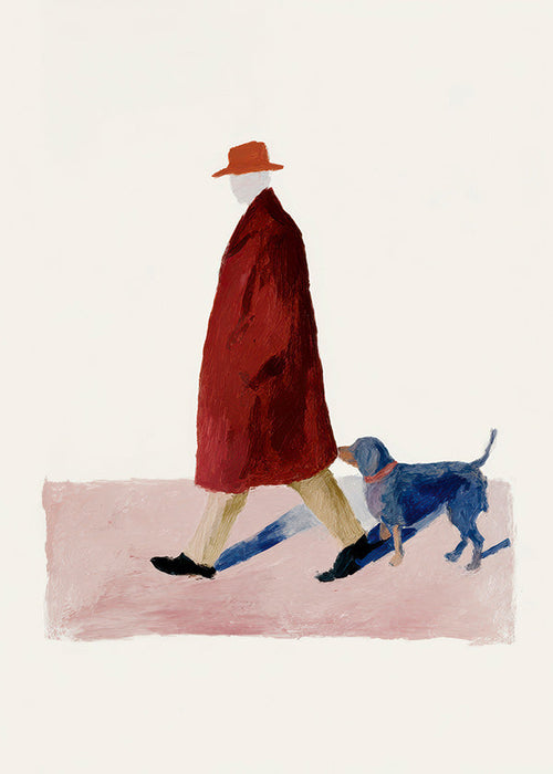 Illustratie van wandelaar met rode jas