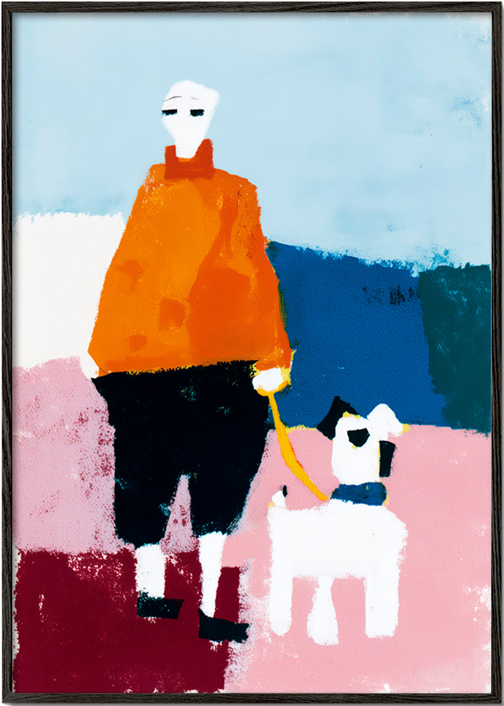 Illustratie ochtendwandeling met hond – Black Frame