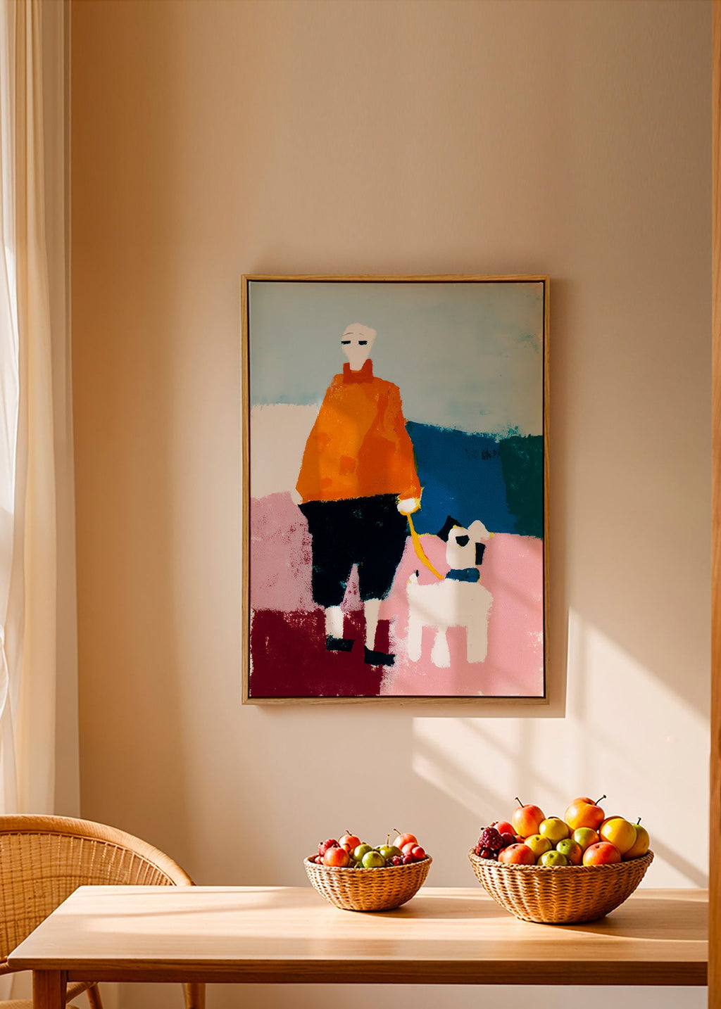 Illustratie ochtendwandeling met hond – Canvas2