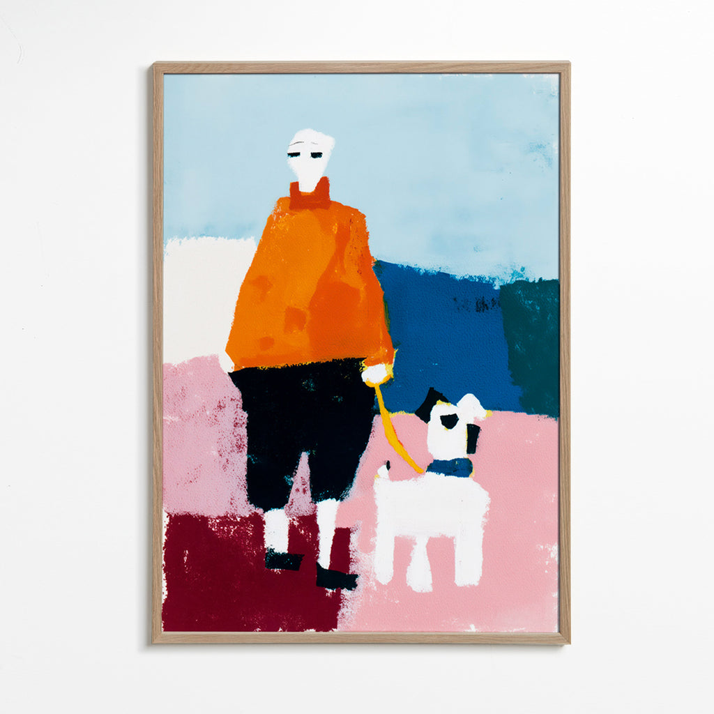 Illustratie ochtendwandeling met hond – Oak Frame