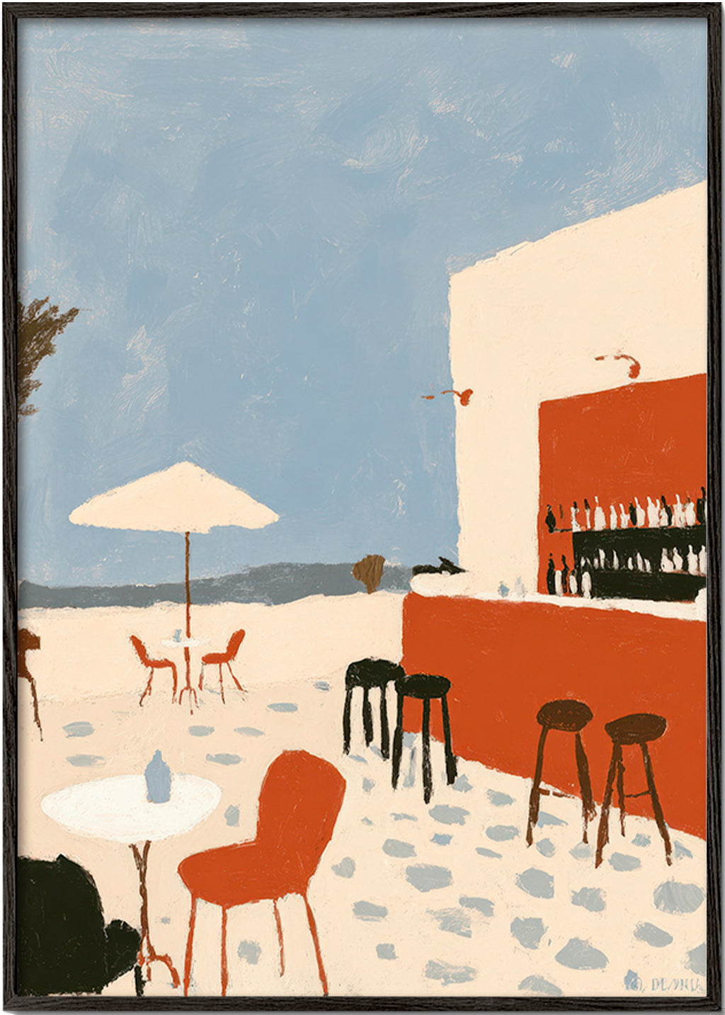 Landschap kunst: minimalistisch kustterras – Black Frame