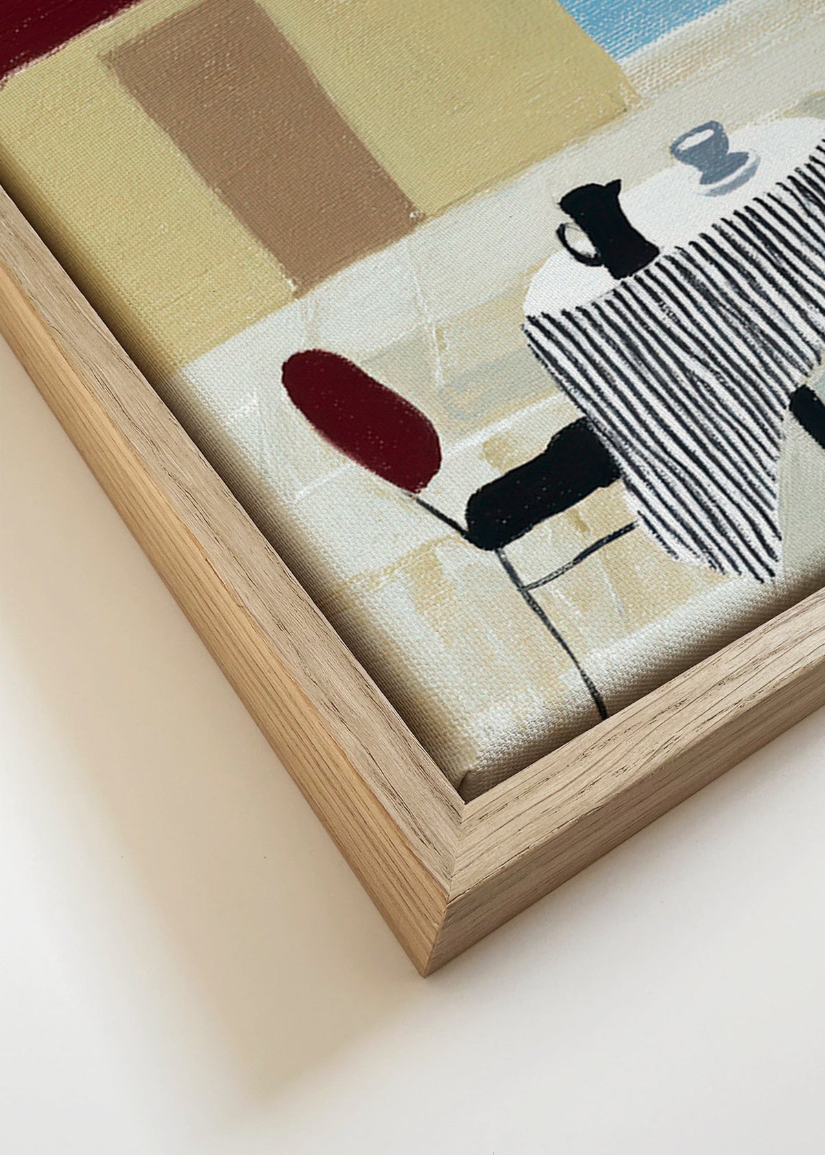 Keuken kunst: terrastafel onder rood luifel – Canvas detail