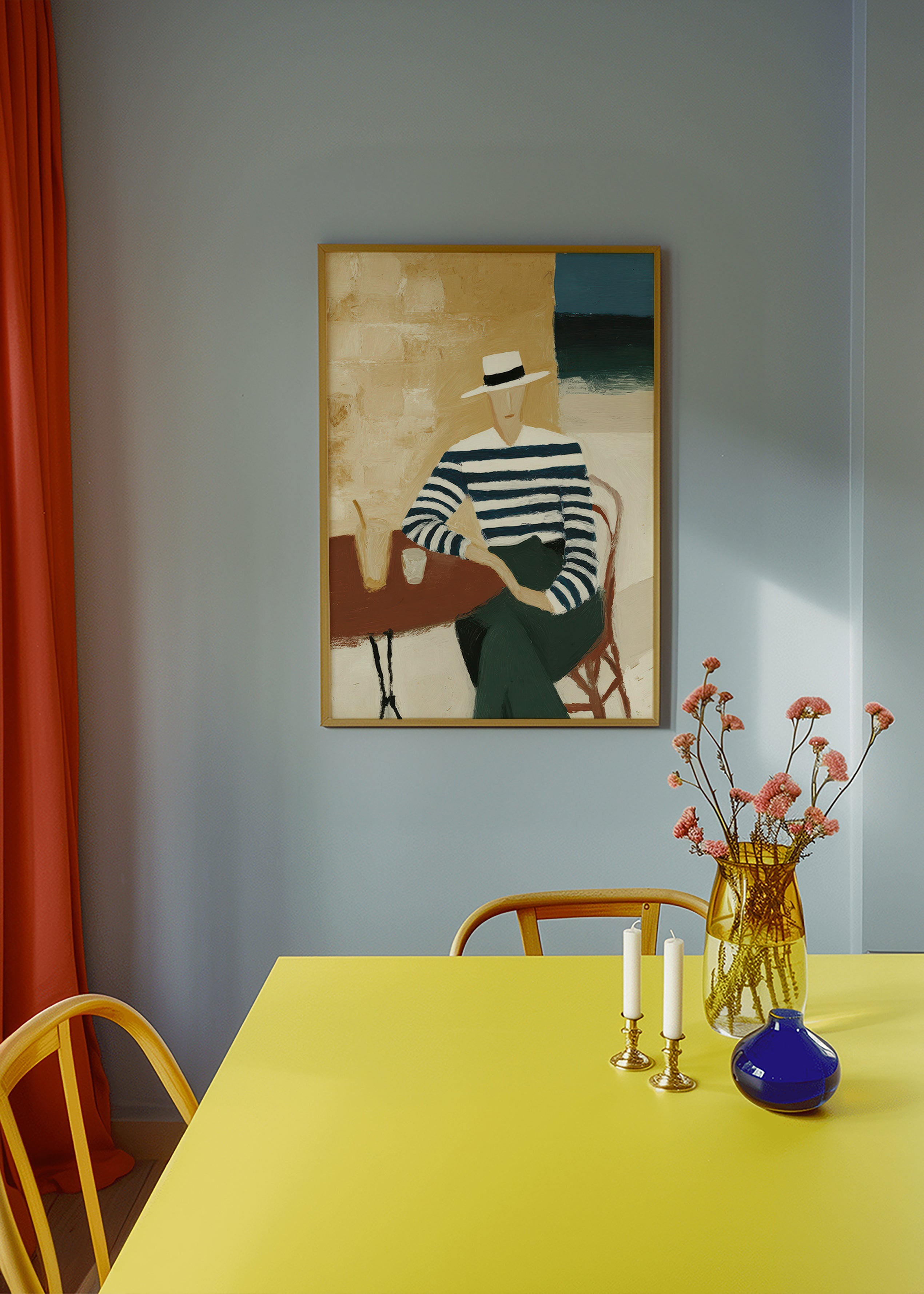 Keuken kunst met gestreepte figuur aan zee – Product1