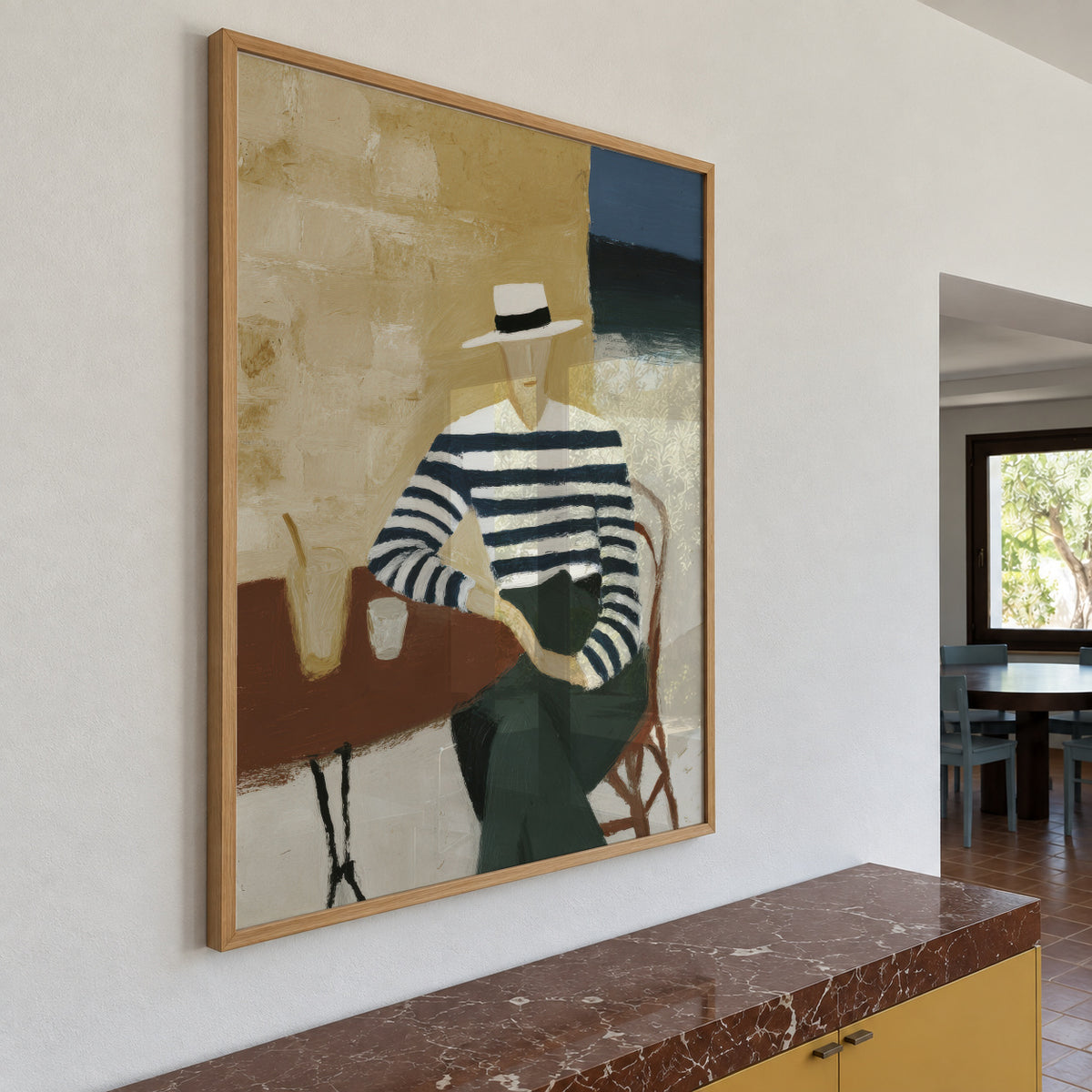 Striped Afternoon - Framed poster in an interior