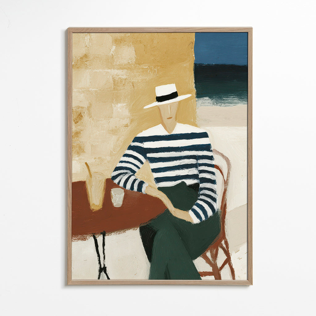 Keuken kunst met gestreepte figuur aan zee – Oak Frame
