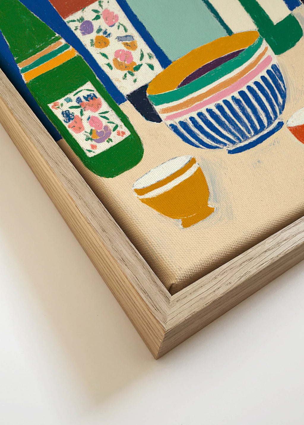 Keuken kunst met flessen en kommen – Canvas detail