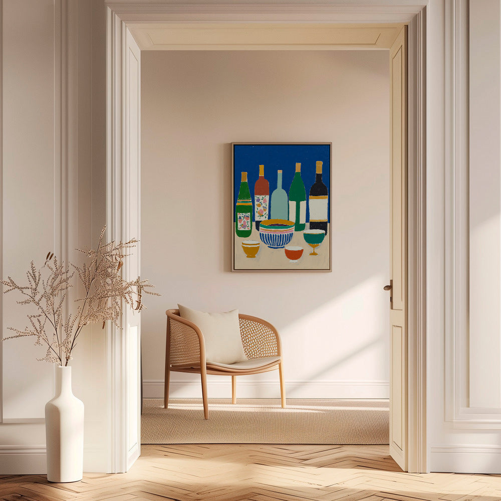 Keuken kunst met flessen en kommen – Canvas2