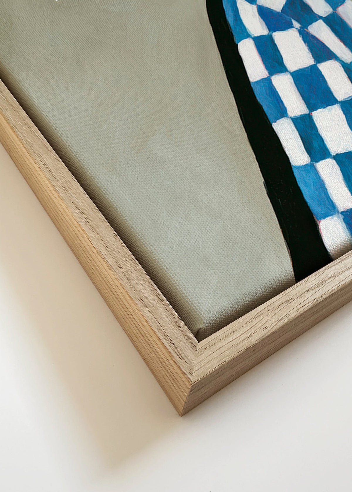 Illustratie zijprofiel vrouw met hoed en ruitjas – Canvas detail