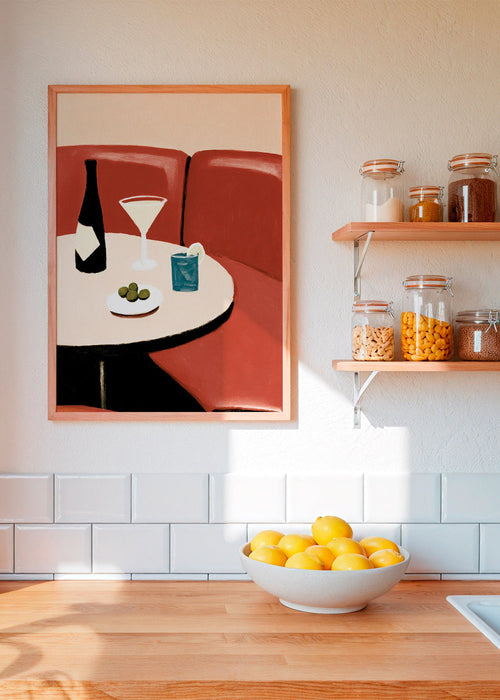 Keuken kunst illustratie martini met olijven – Product1