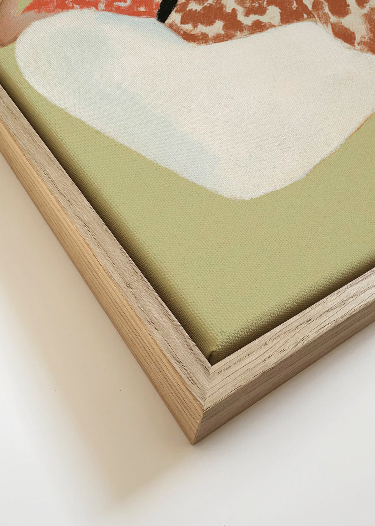 Illustratie liggende figuur in witte stoel – Canvas detail