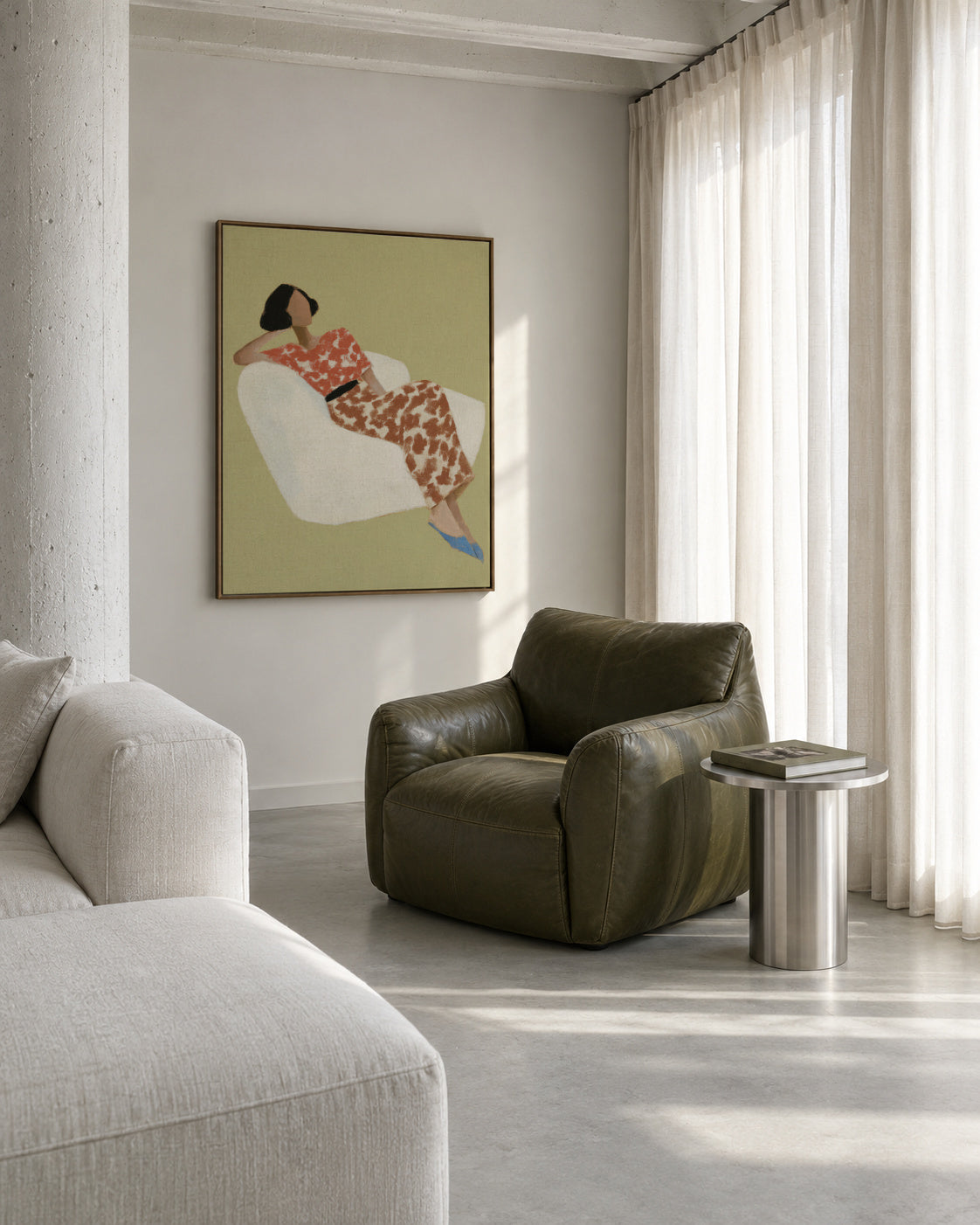 Afternoon Recline - Framed canvas in an interior
