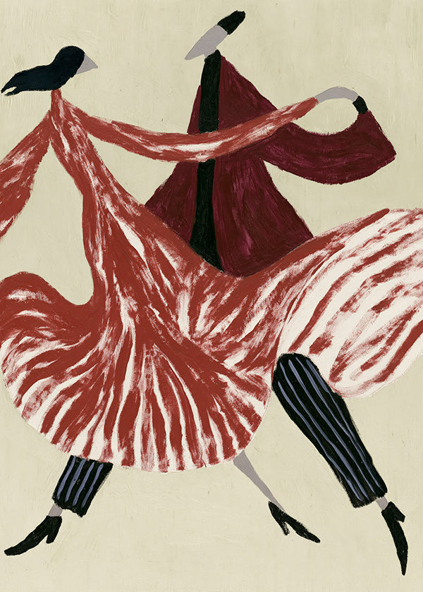 Œuvre abstraite de danseuses en mouvement