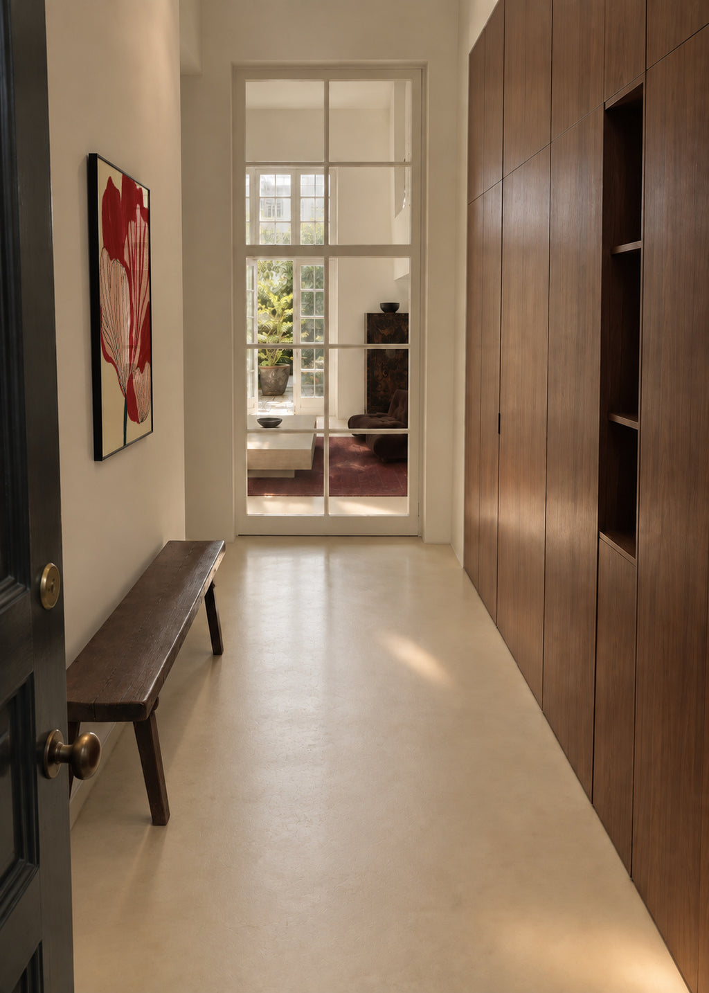 Scarlet Petals - Framed poster in an interior