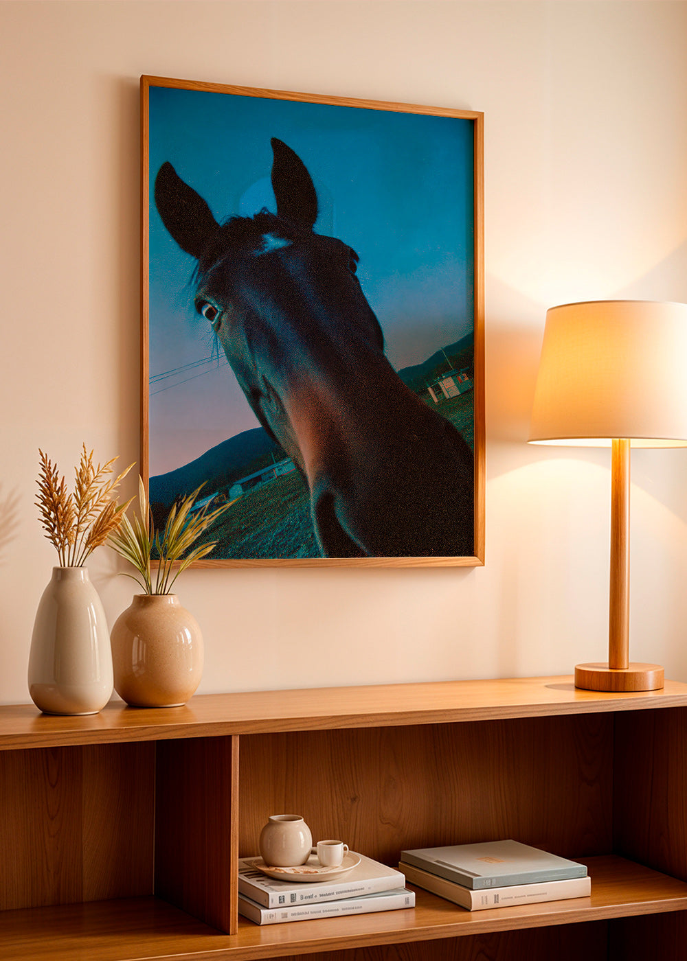 Œuvre cheval gros plan nocturne